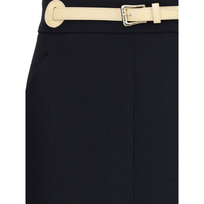 Valentino Black Fleece Wool Midi Skirt Valentino