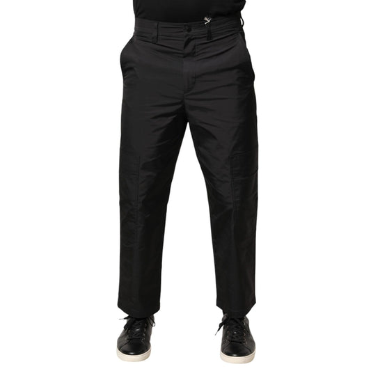 Valentino Black Mid Waist Men Tapered Dress Trouser Pants Valentino