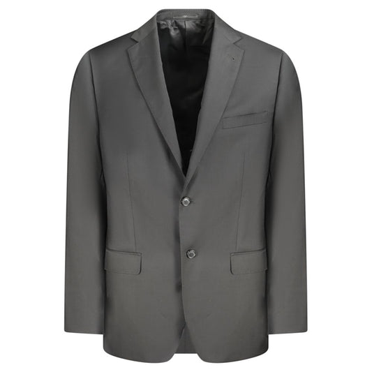 Valentino Black Wool Men Jacket with classic tailoring and modern design featuring internal and external pockets for essentials.