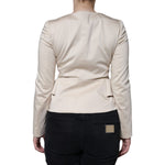 Valentino Beige Cotton Long Sleeves Round Neck Blazer Jacket JKT3272-40