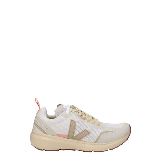 Veja Beige Fabric Athletic Sneakers with rubber sole and lace-up closure, featuring side and front logos. Street style with 4cm heel.