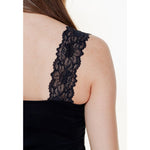 Vero Moda Black Viscose Tank Top with lace detail, women's spring/summer collection, 95% viscose, 5% elastene.