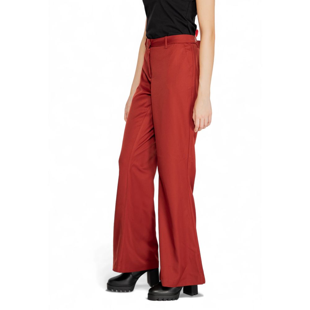 Vero Moda Red Polyester Flared Pants showcasing elegant wide-leg design and comfortable fit, perfect for modern women.