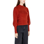 Vero Moda Red Viscose Sportswear featuring women's knitwear for fall/winter collection; made from 50% viscose, 28% polyester, 22% nylon.