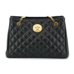 Versace Elegant Quilted Nappa Leather Tote Bag