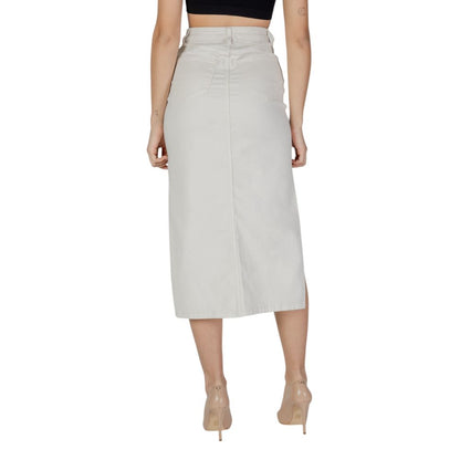 Vila Clothes Cream Cotton Long Skirt