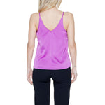 Back view of Vila Clothes Pink Polyester Top with V-neckline and adjustable straps for women