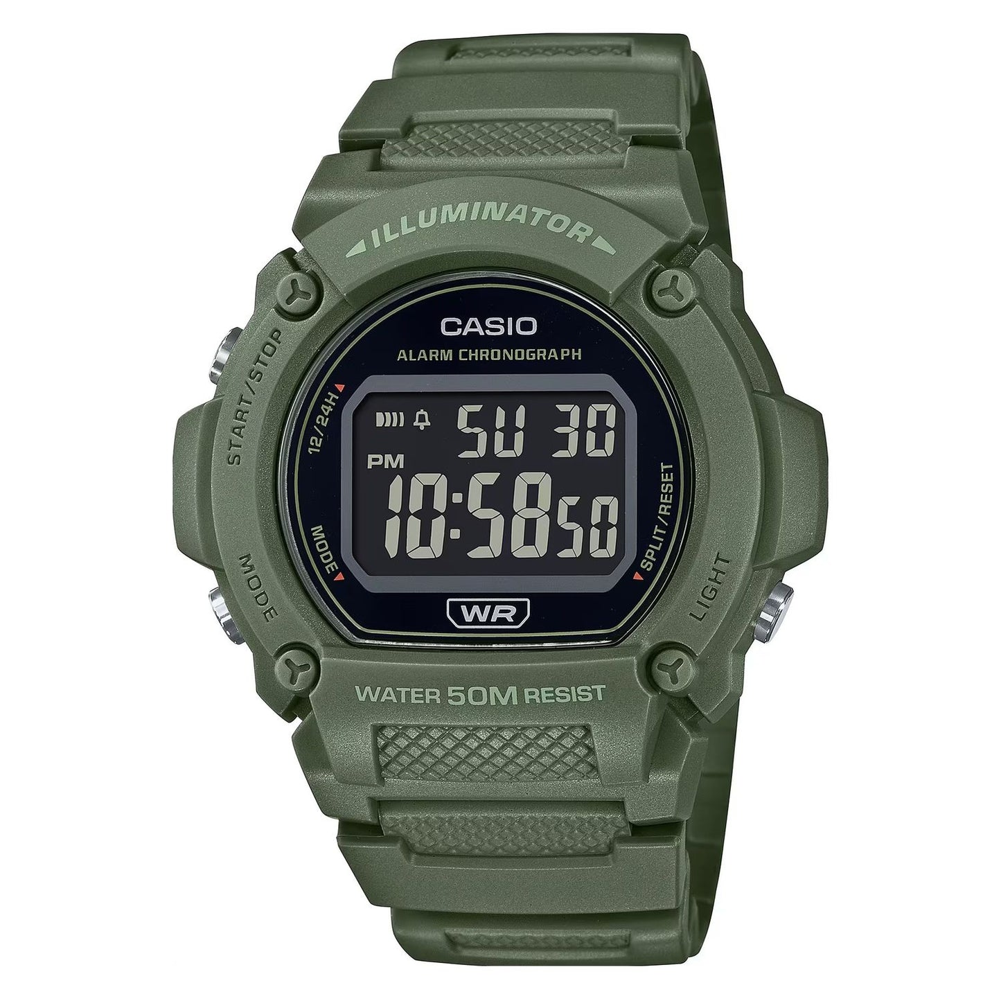 CASIO TIMELESS COLLECTION Mod. SPORT- ILLUMINATOR. WR 50M. ALARM. CHRONOGRAPH - ARMY GREEN - COLORED SERIE watch