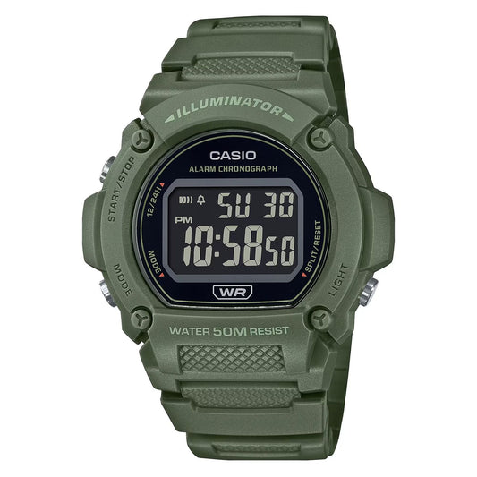 CASIO TIMELESS COLLECTION Mod. SPORT- ILLUMINATOR. WR 50M. ALARM. CHRONOGRAPH - ARMY GREEN - COLORED SERIE watch