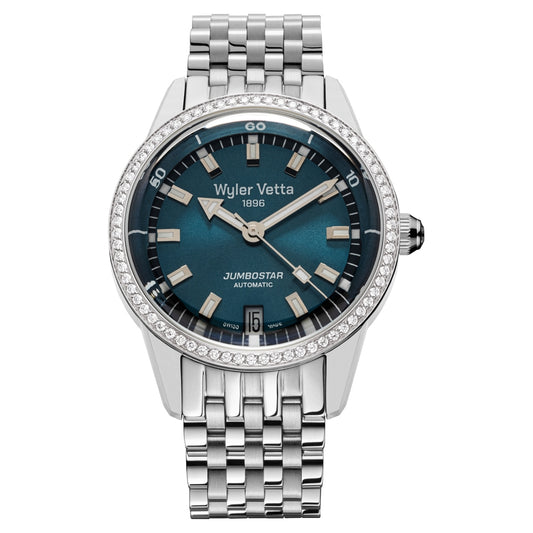 WYLER VETTA Mod. JUMBOSTAR Automatic stainless steel ladies wristwatch with sapphire dial and official packaging. Water resistant 10 ATM.