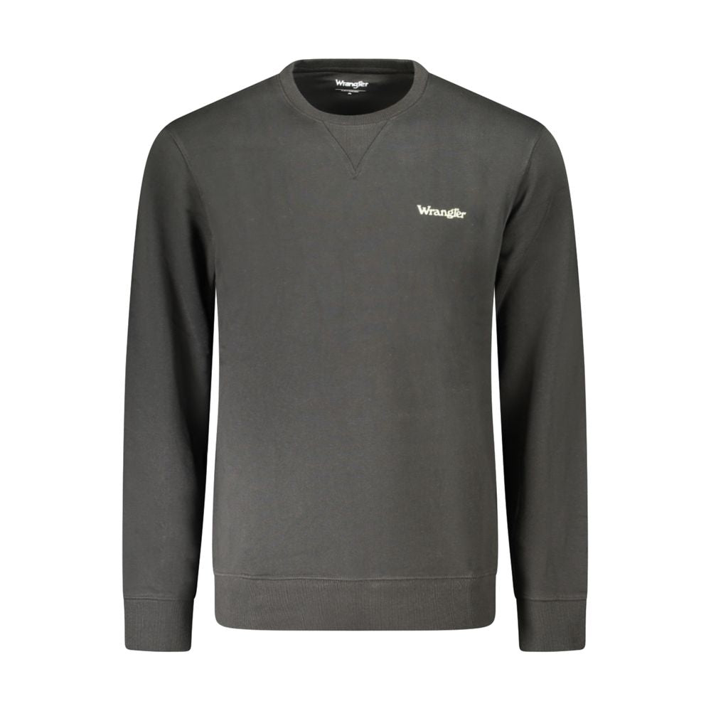 Wrangler Black Cotton Men Sweater showcasing long sleeves and iconic logo on front.