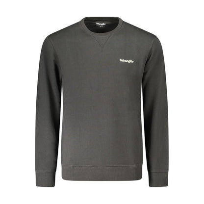 Wrangler Black Cotton Men Sweater showcasing long sleeves and iconic logo on front.