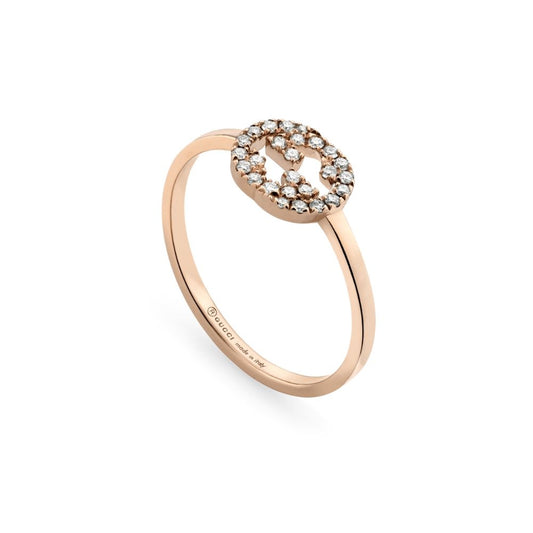 ANELLI GUCCI MOD. YBC729412001 gold ring with diamond embellishments on a white background