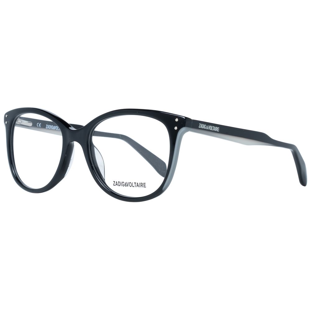 Zadig & Voltaire Black Plastic Glasses (Frames) for women, full-rim cat eye style with demo lenses, includes branded case.