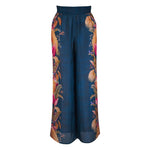 Zimmermann Trousers Blue with elasticated waistband, vivid floral design, and lightweight Ascension silk fabric