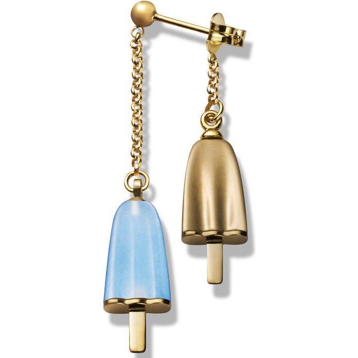AMBROSINI JEWELS - ORECCHINI doppi ARGENTO 925° ghiacciolo finitura rosé pietra azzurra WOMAN EARRING